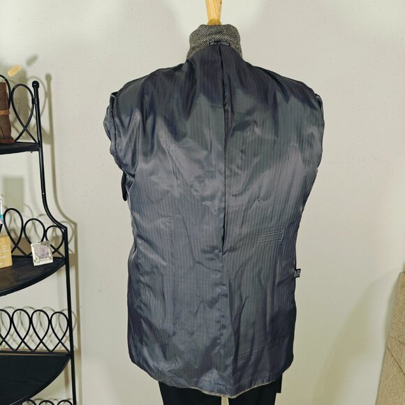 Monsieur Adolfo Men's‎ Tweed Sport Coat Blazer Two Button Gray Herringbone 46L - Picture 12 of 14